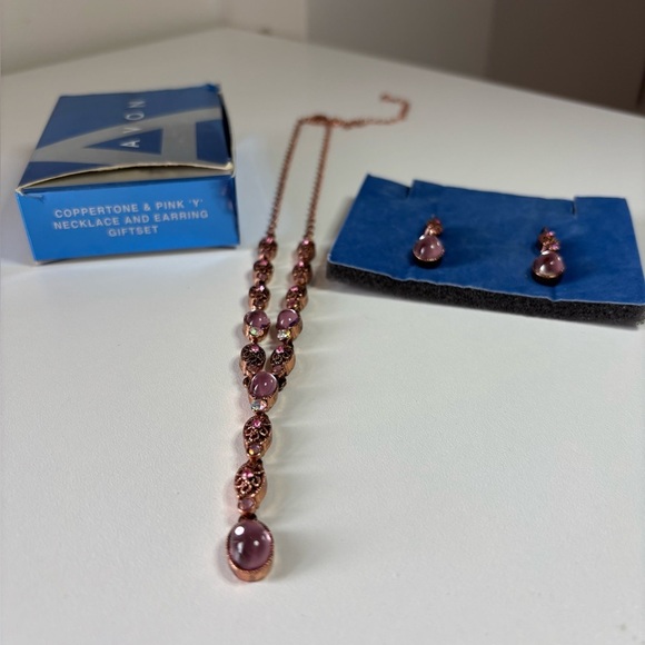 ✨ Vintage Avon Coppertone & Pink Necklace & Earrings Gift Set – Rare Gem! ✨ - Picture 4 of 6